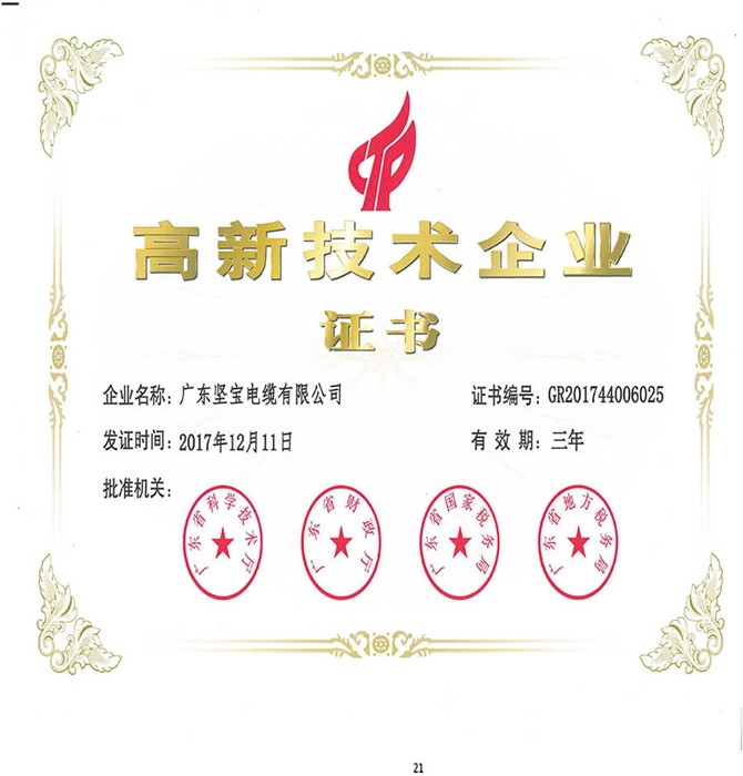 高新技術企業證書